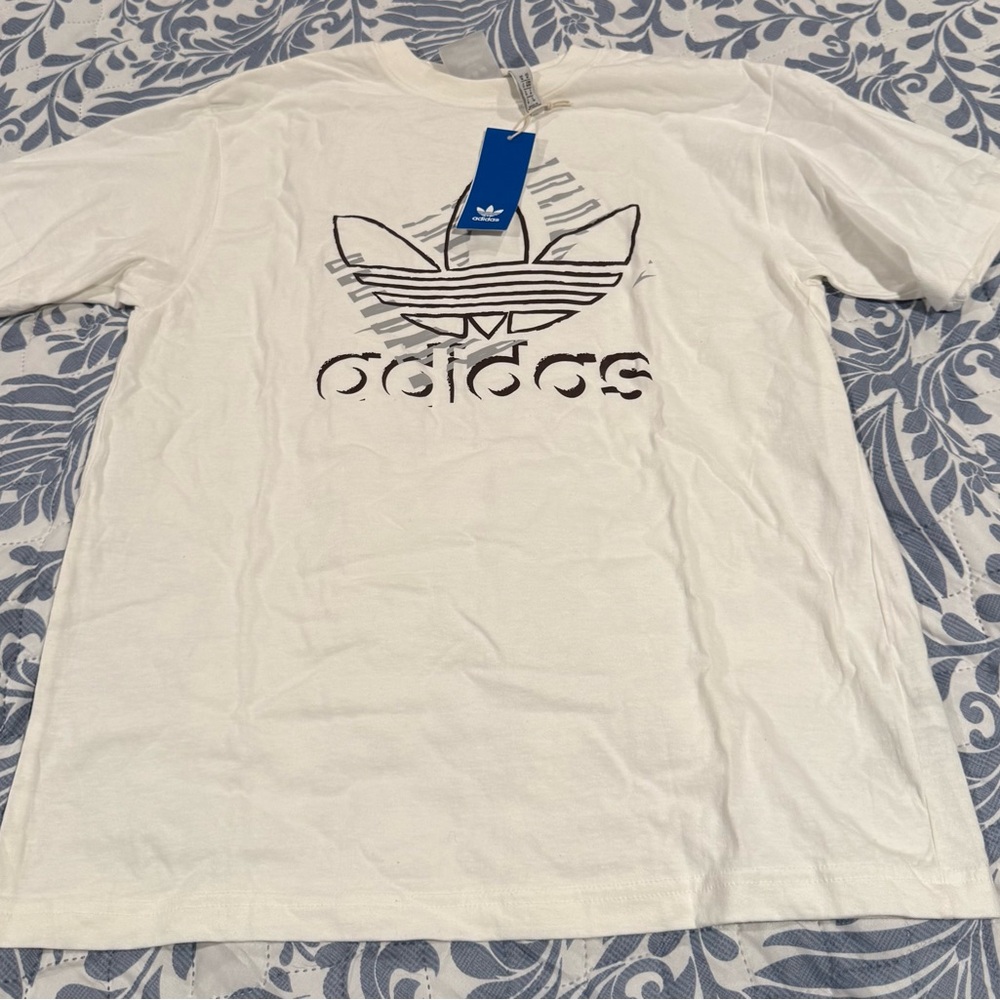 Adidas White Tee with Black Graphic